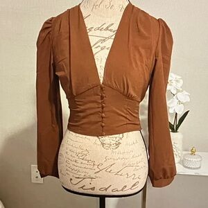 Knox Rose Rust Button-Front Blouse